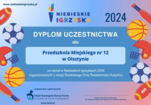 Dyplom uczestnictwa w Niebieskich Igrzyskach