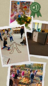 Kolaż zdjęć-dzieci bawiące się w przedszkolu.