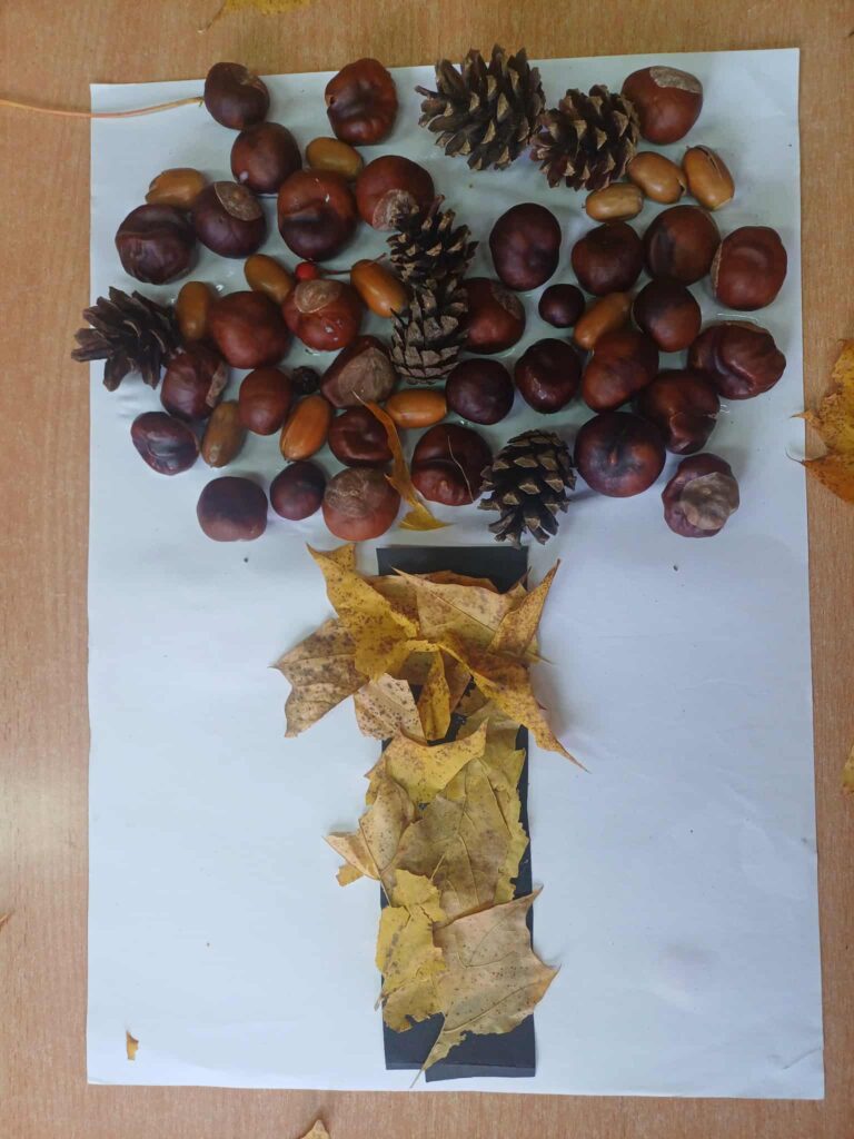 drzewo z kasztanów i liści