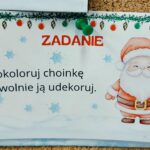 Tekst zadania: pokoloruj choinkę i dowolnie ją udekoruj
